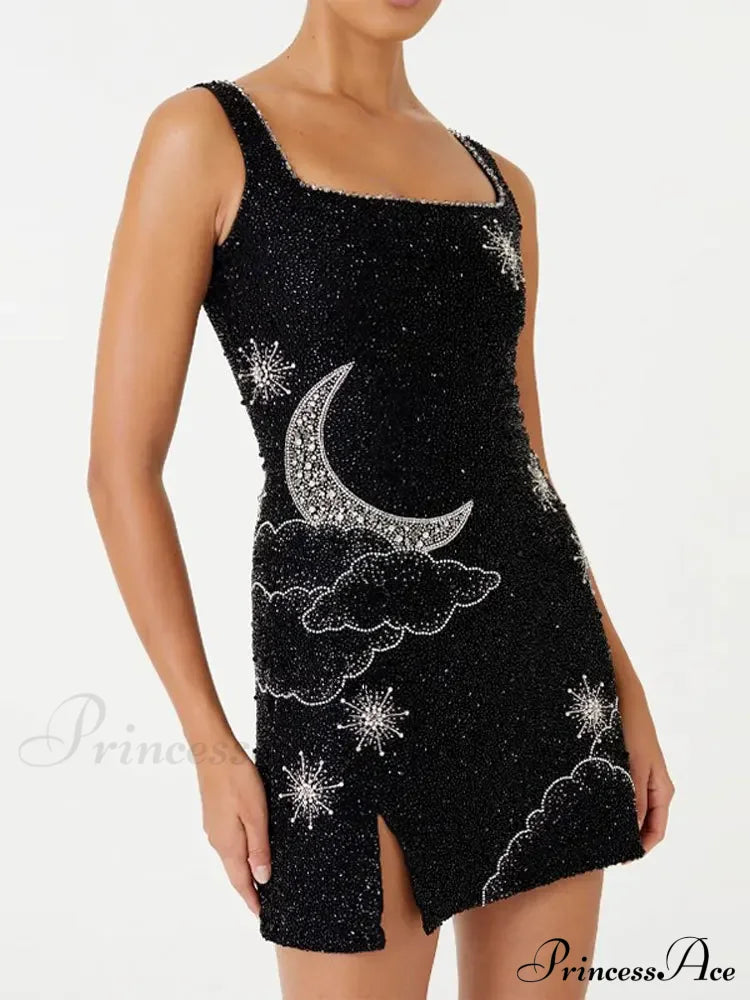 Sequins Sleeveless A-Line Vestidos Mini Dress