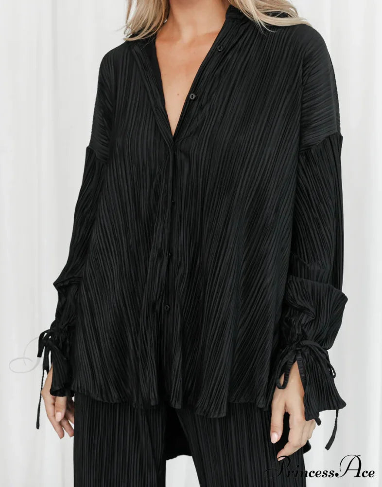 Serenity Pleated Shirt Charming + Pants Set Outfit Sets