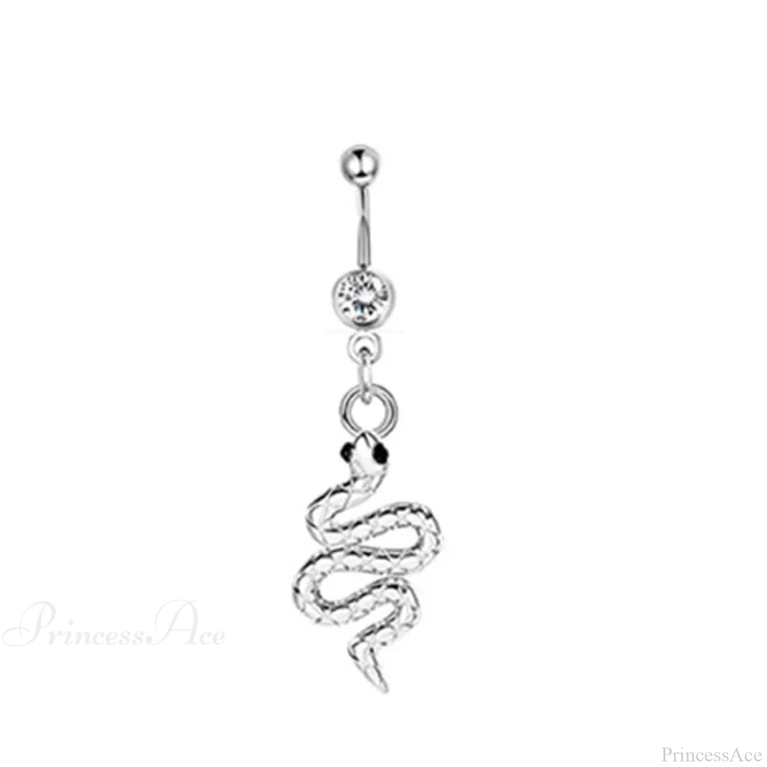 Serpent Crystal Bloom Dark Belly Ring sliver2