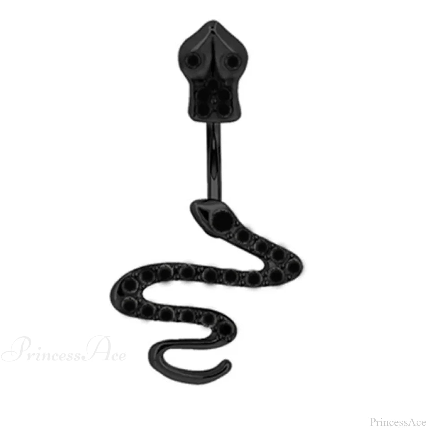 Serpent Crystal Bloom Dark Belly Ring white