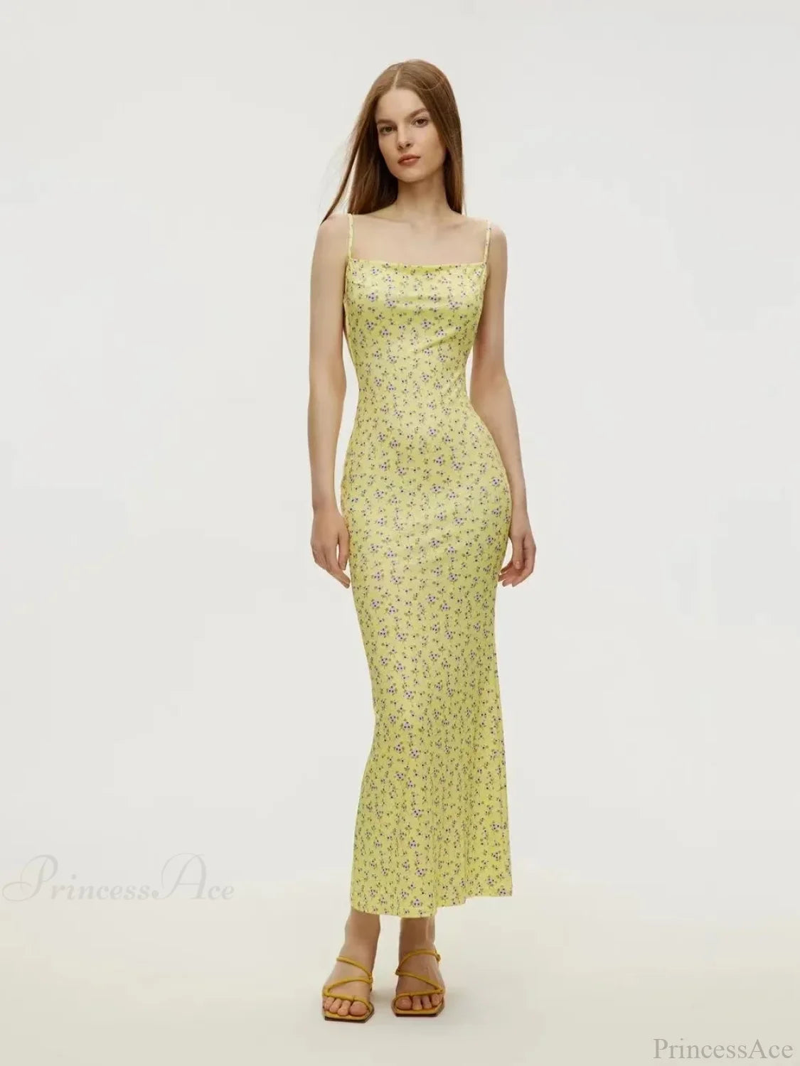 Sexy Backless Slimming Beach Floral Dress Yellow / S floraldress-250126