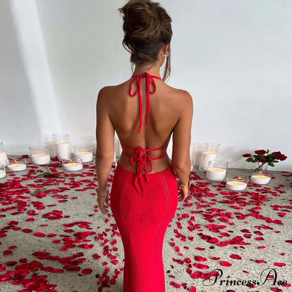 Sexy Backless Wrap Charming Chest Midi Dress Dresses