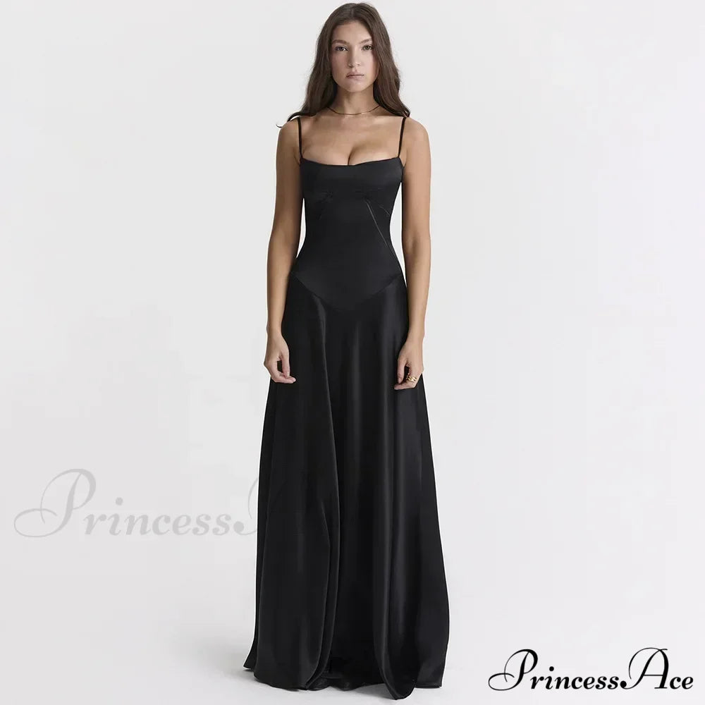 Sexy Bandage Lace Up Sleeveless Party Robe Maxi Dress Black / Xs