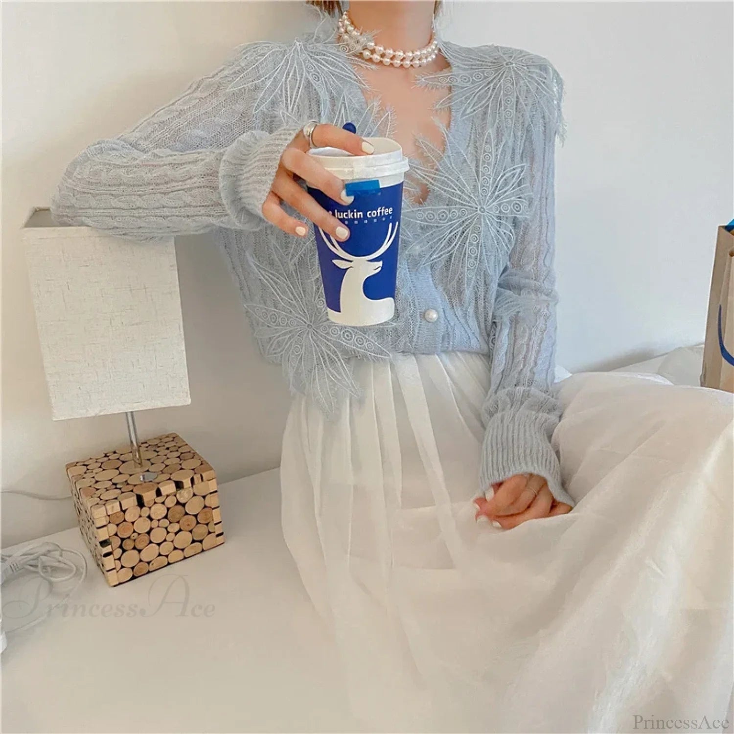 Sexy Embroidered Flower Knitted Blouse Party Blouse blouse-250126