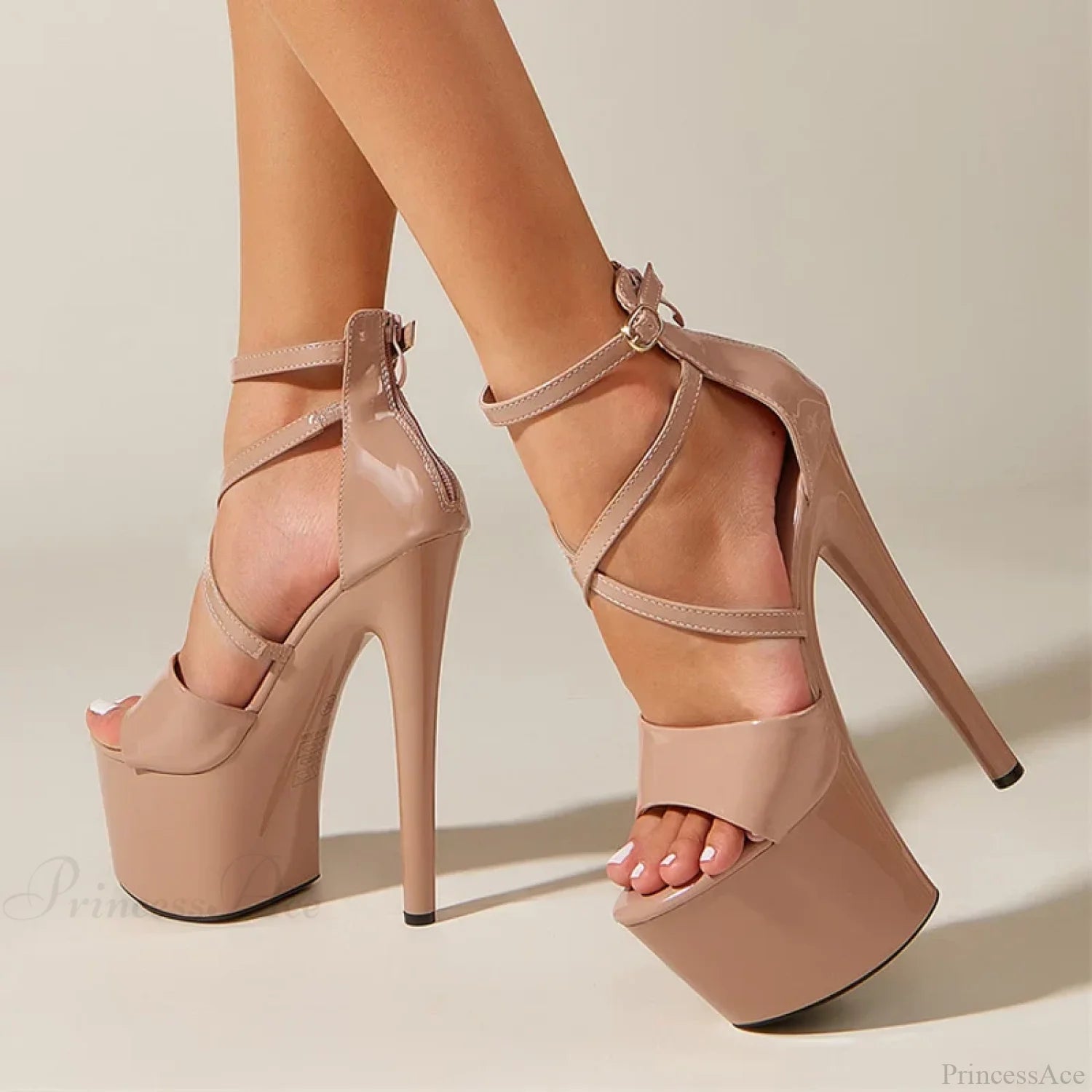 Sexy Extreme High-Heels Platform Pole-Dance Stripper Sandals Open-Toe Buckle-Strap Zipper Summer