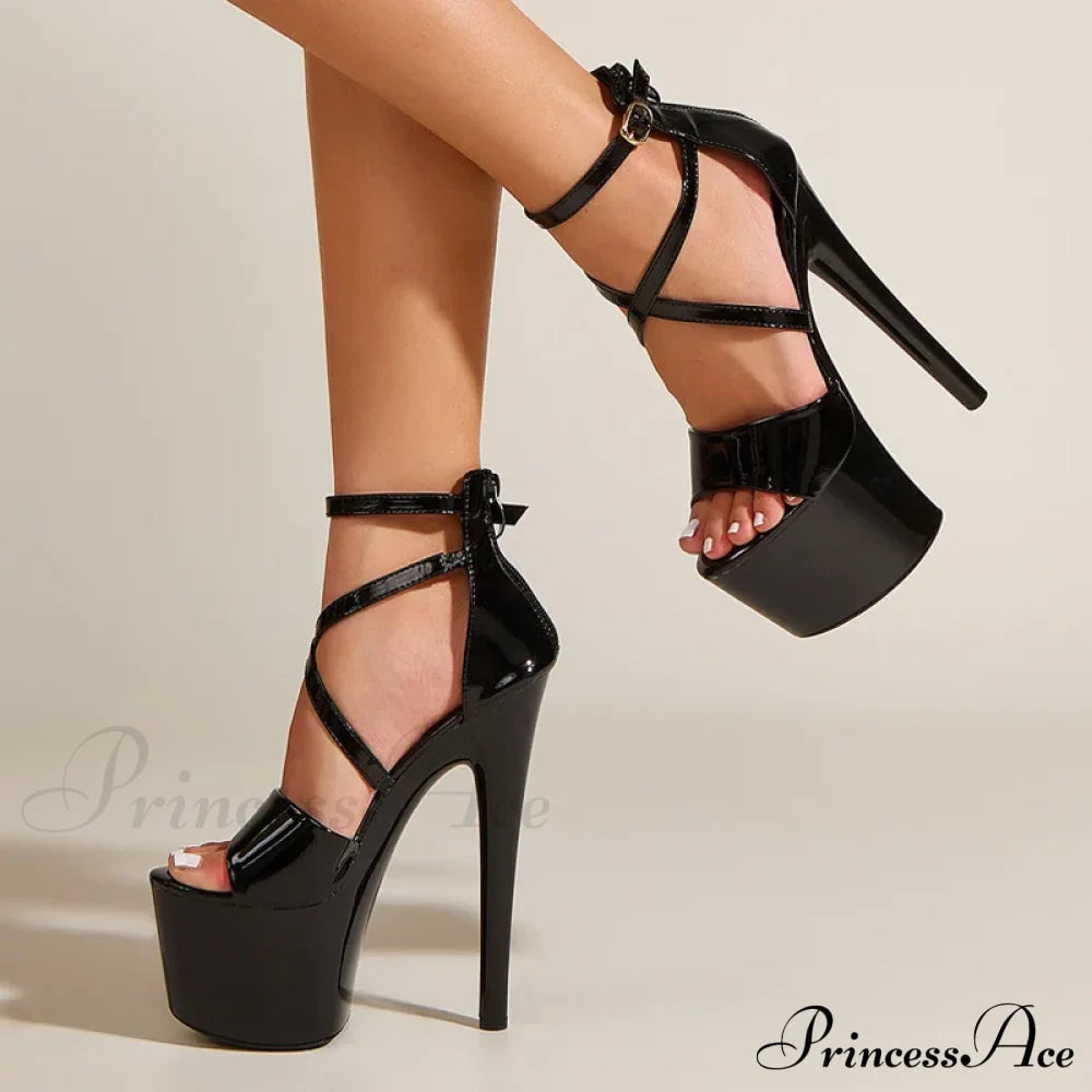 Sexy Extreme High-Heels Platform Pole-Dance Stripper Sandals Open-Toe Buckle-Strap Zipper Summer