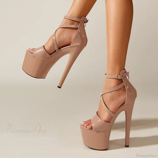 Sexy Extreme High-Heels Platform Pole-Dance Stripper Sandals Open-Toe Buckle-Strap Zipper Summer