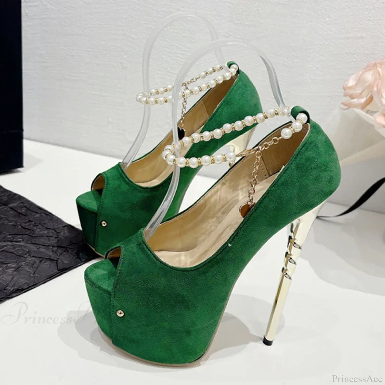 Sexy Green Peep-Toe Platform Wedding High Heelsfashion Elegant Banquet Stripper Heel