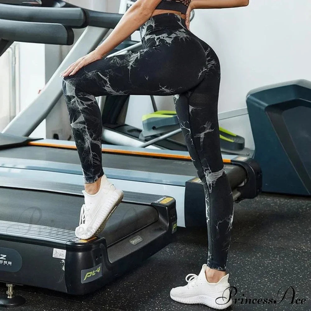 Sexy High Waist Push Up Tie-Dye Seamless Fitness Workout Leggings