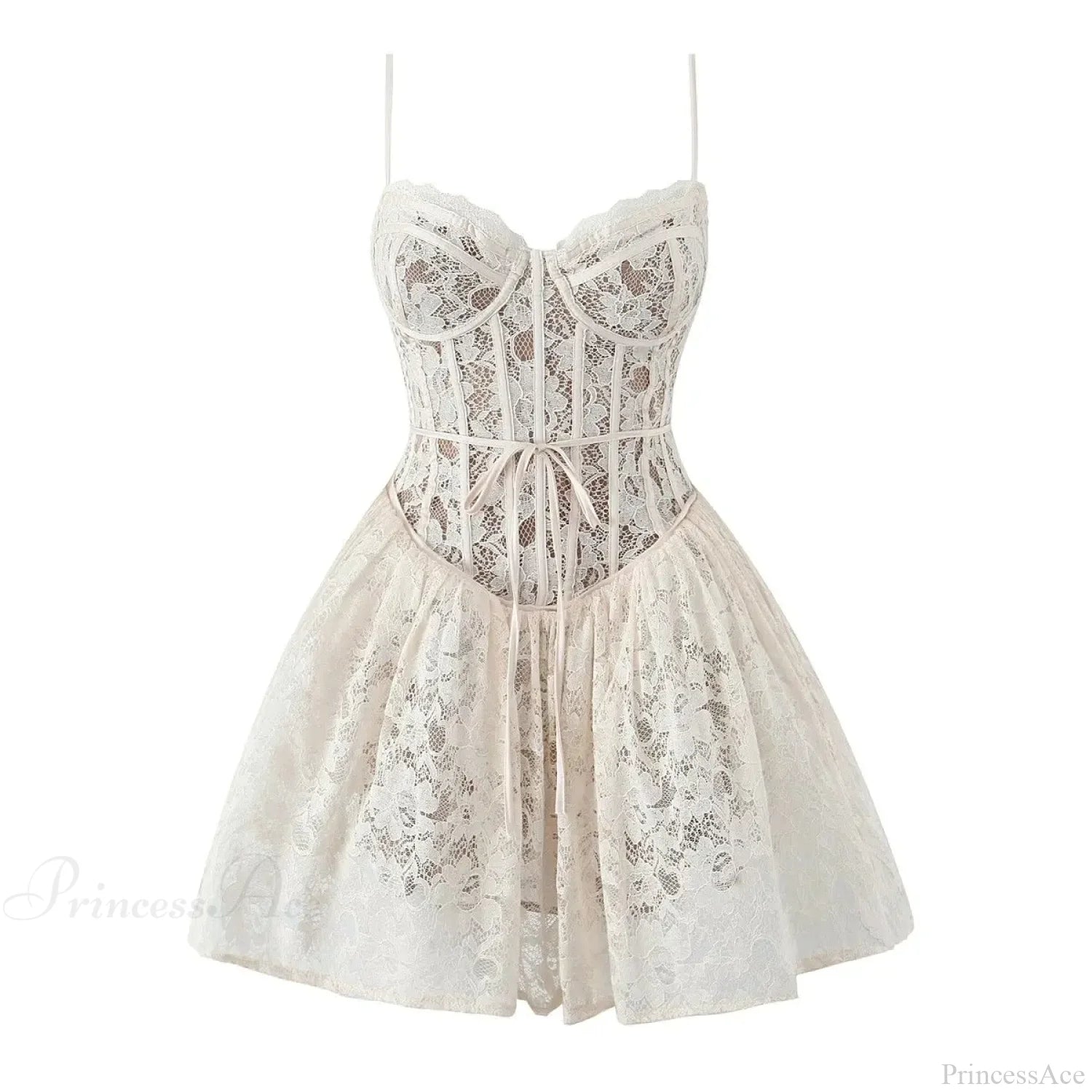 Sexy Lace Sling Low Waist Floral Dress white / M