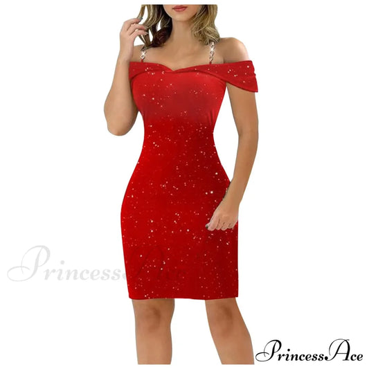 Sexy Off Shoulder Bodycon Formal Summer Slim Fit Party Club Evening Christmas Dress Dresses-L