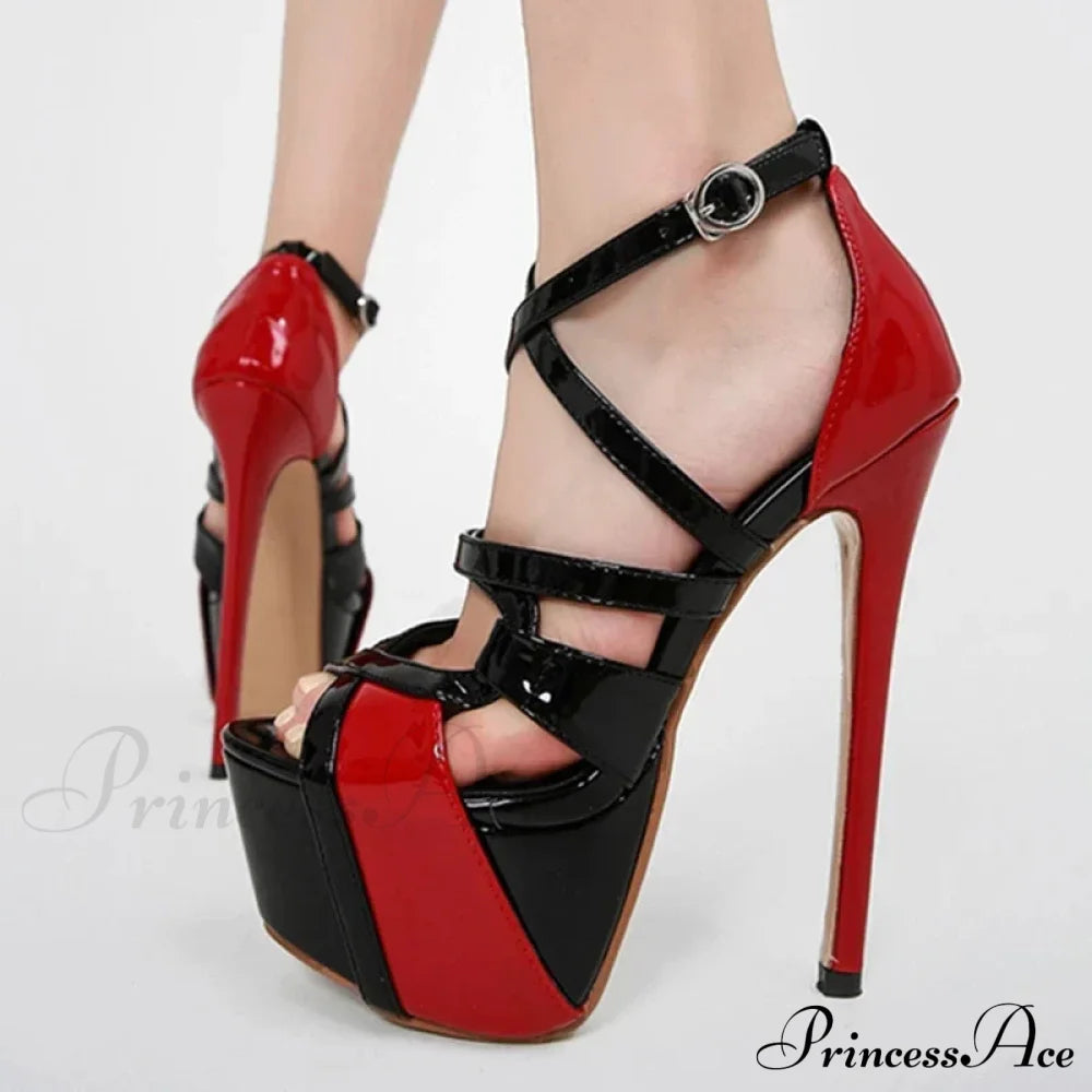 Sexy Peep-Toe 16.5Cm Extreme High-Heels Sandals Party Wedding Banquet Stiletto Platform Pumps High