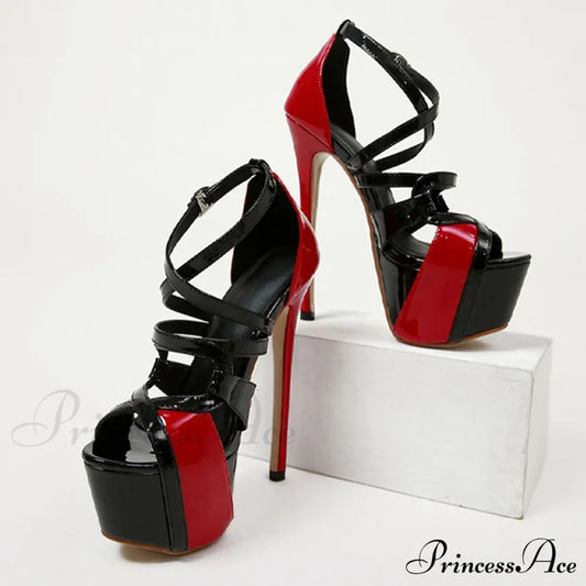 Sexy Peep-Toe 16.5Cm Extreme High-Heels Sandals Party Wedding Banquet Stiletto Platform Pumps High