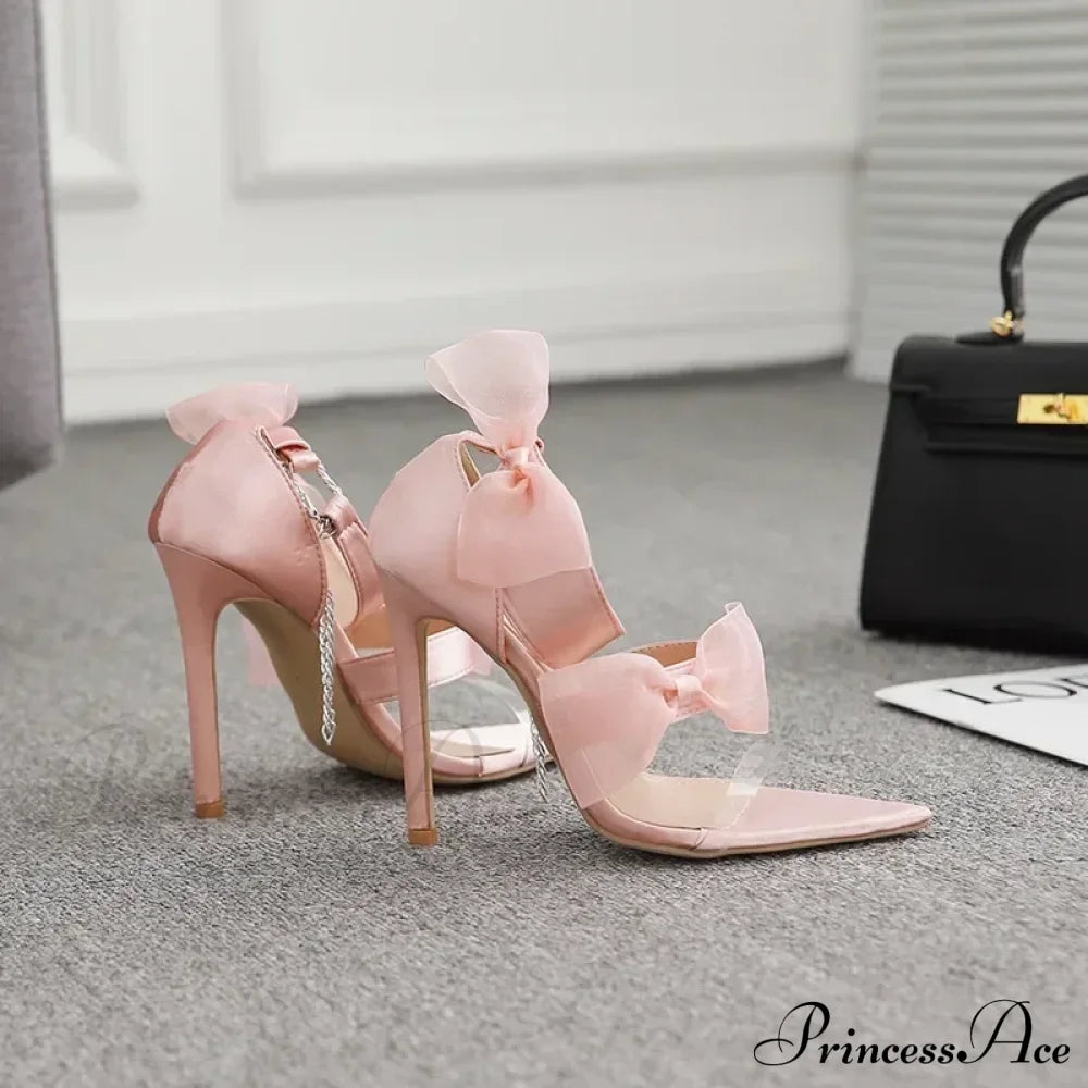 Sexy Peep Toe Platform Square Headbuckle Strap Rhinestone Butterfly-Knot 16Cm High Heels Summer