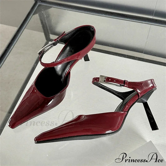 Sexy Pointed Toe Slingback Summer Thin Heels Slide Designer Pumps High Heel