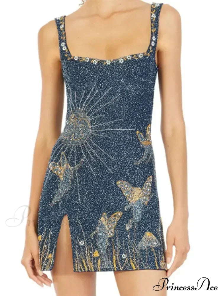 Sexy Print Sequin Party Dress Partydress-241208