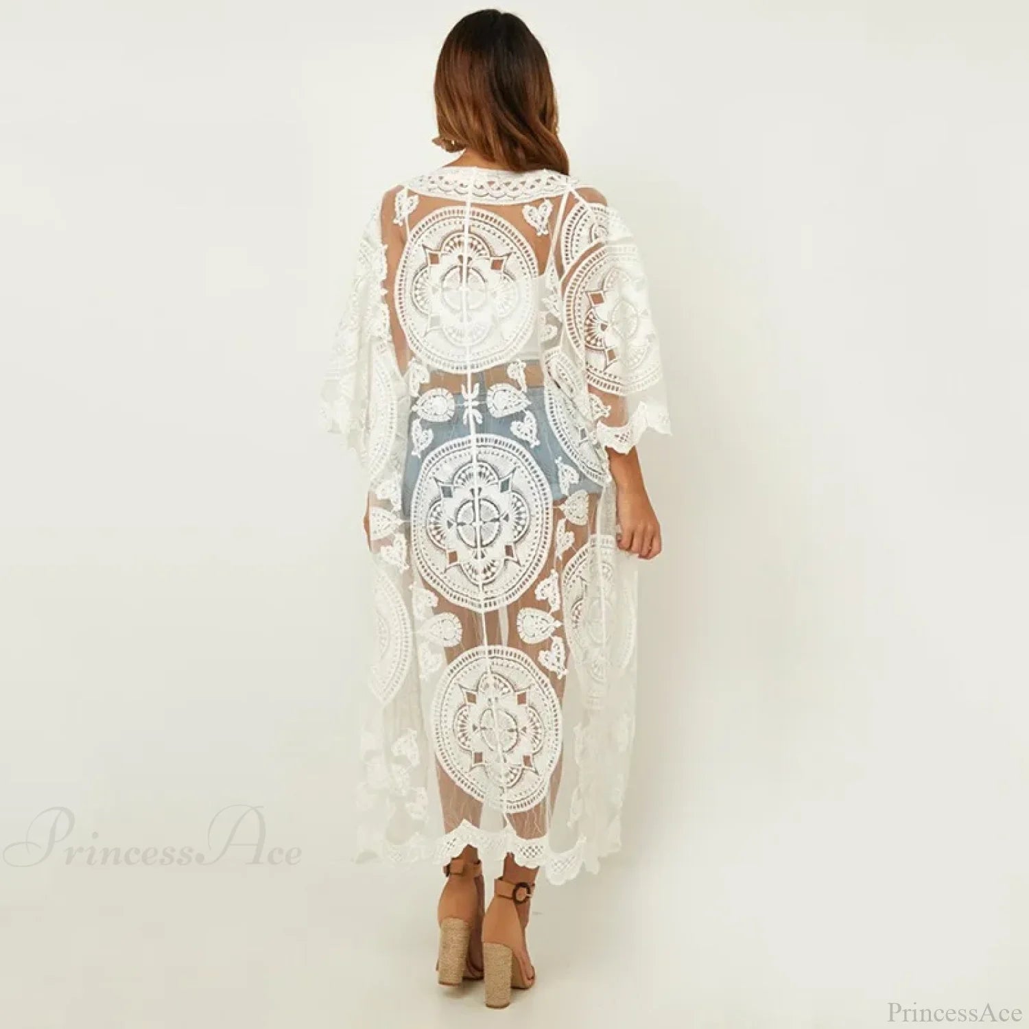 Sexy See-Through Lace Blouse Boho Beach Bikini Cover Up bohocoverup-250126