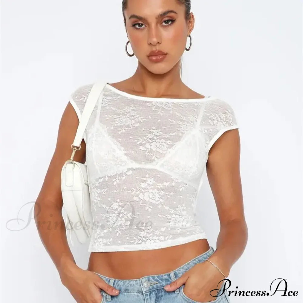 Sexy See Through Mesh Backless Bodycon Summer Party Crop Top