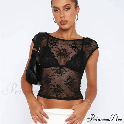 Sexy See Through Mesh Backless Bodycon Summer Party Crop Top