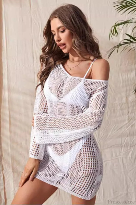 Sexy Sheer Chiffon V-Neck Blouse White / S