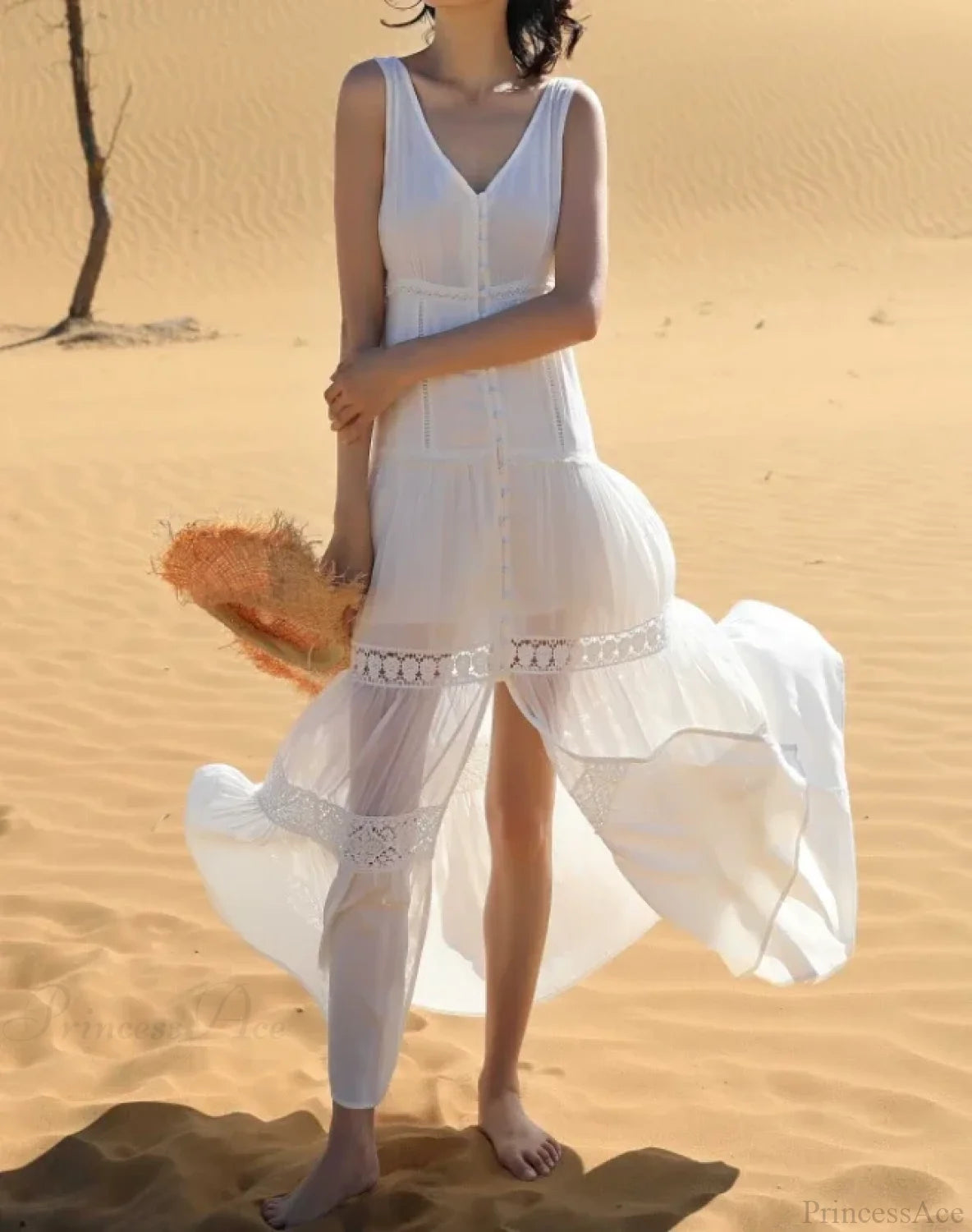 Sexy Sleeveless Deep V-neck Tank Maxi Dress Cotton Long Summer Dress bohodress-250126