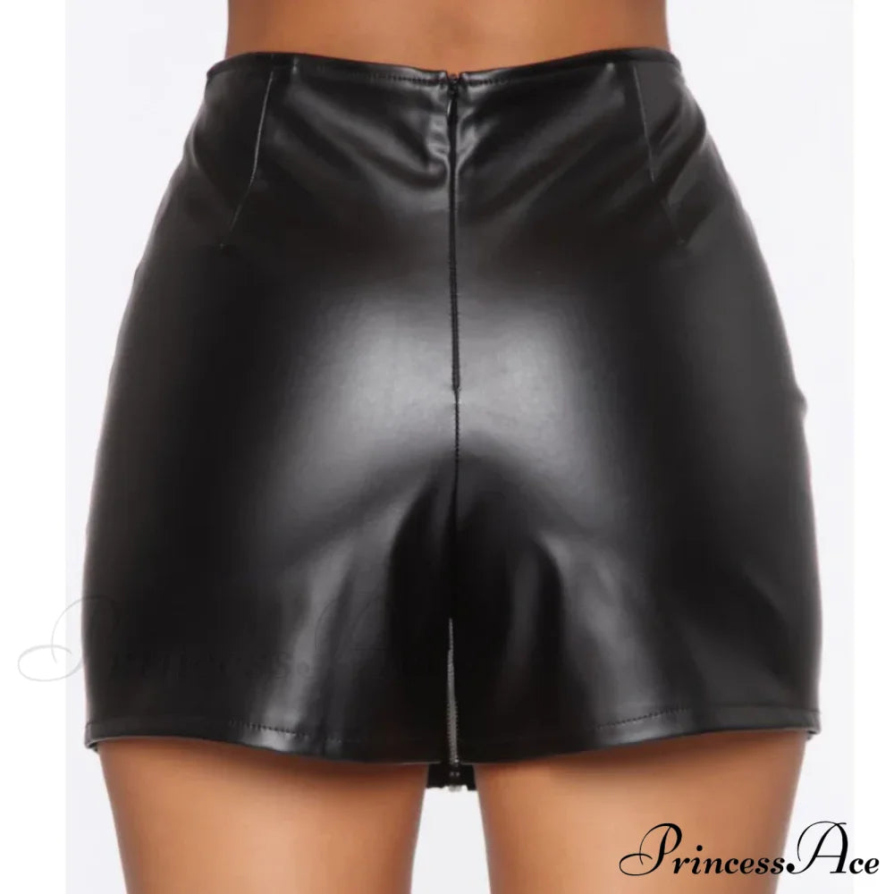 Sexy Slim Fit Solid Color Y2K Mini Leather Chic Trendy Summer Skirt