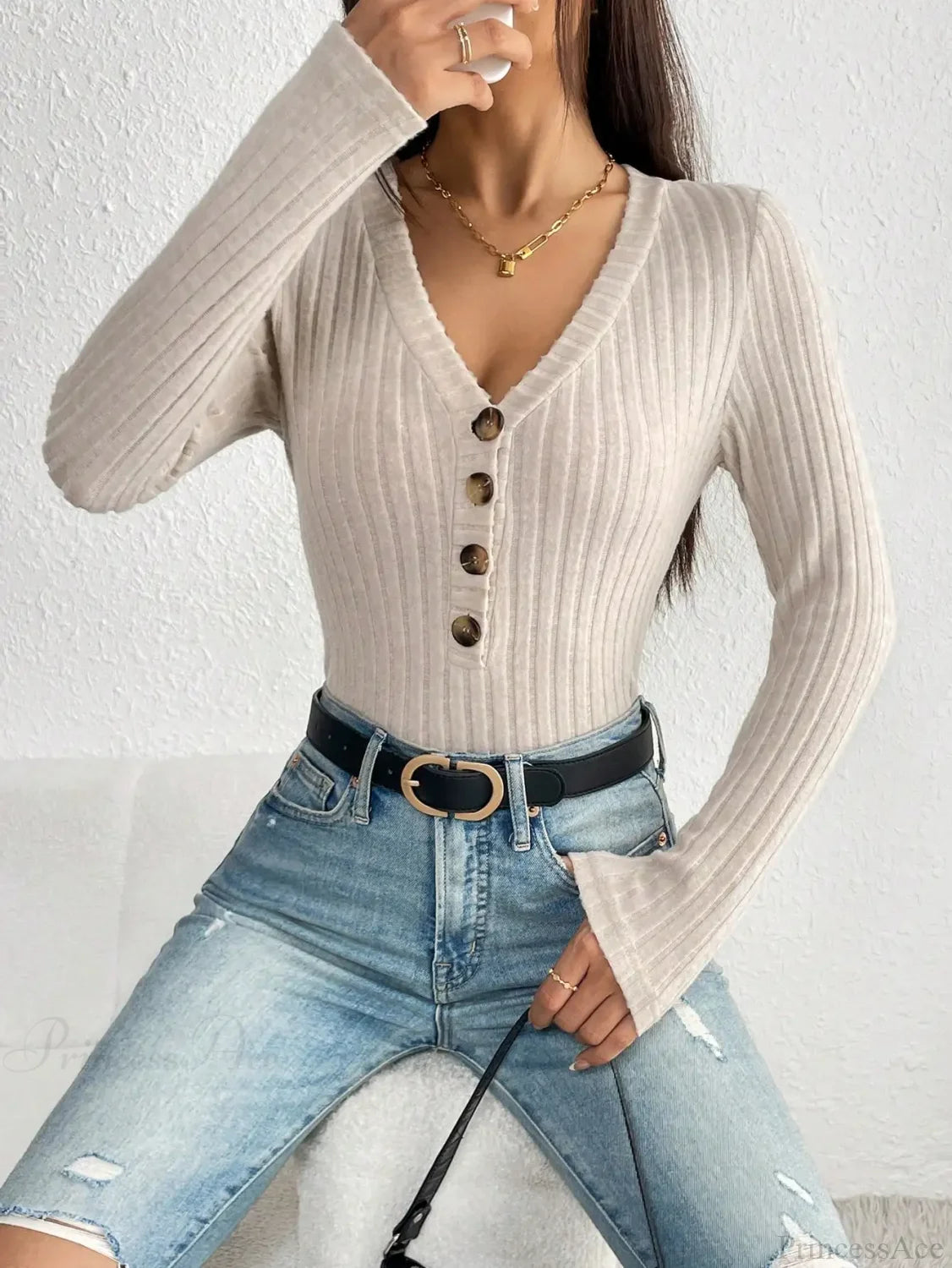 Sexy Slimming Le Yin One-Piece Button Base Coat Women knittop-250126