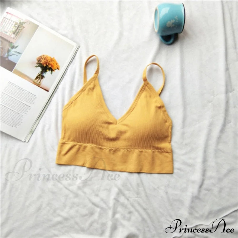 Sexy Solid Color Cami Tank Top Yellow / L