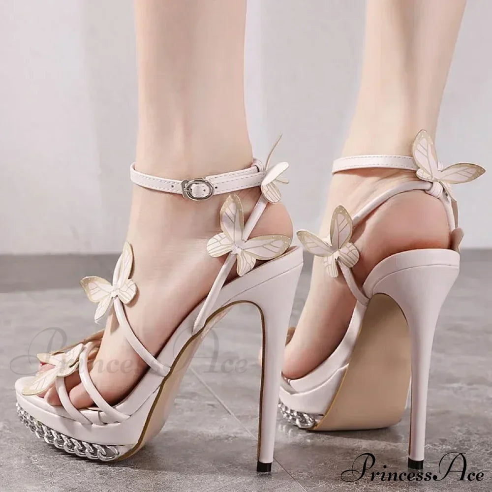 Sexy Stiletto Sandals Narrow Band Butterfly-Knotbuckle Strap 14Cm High Quality Ladies Heel