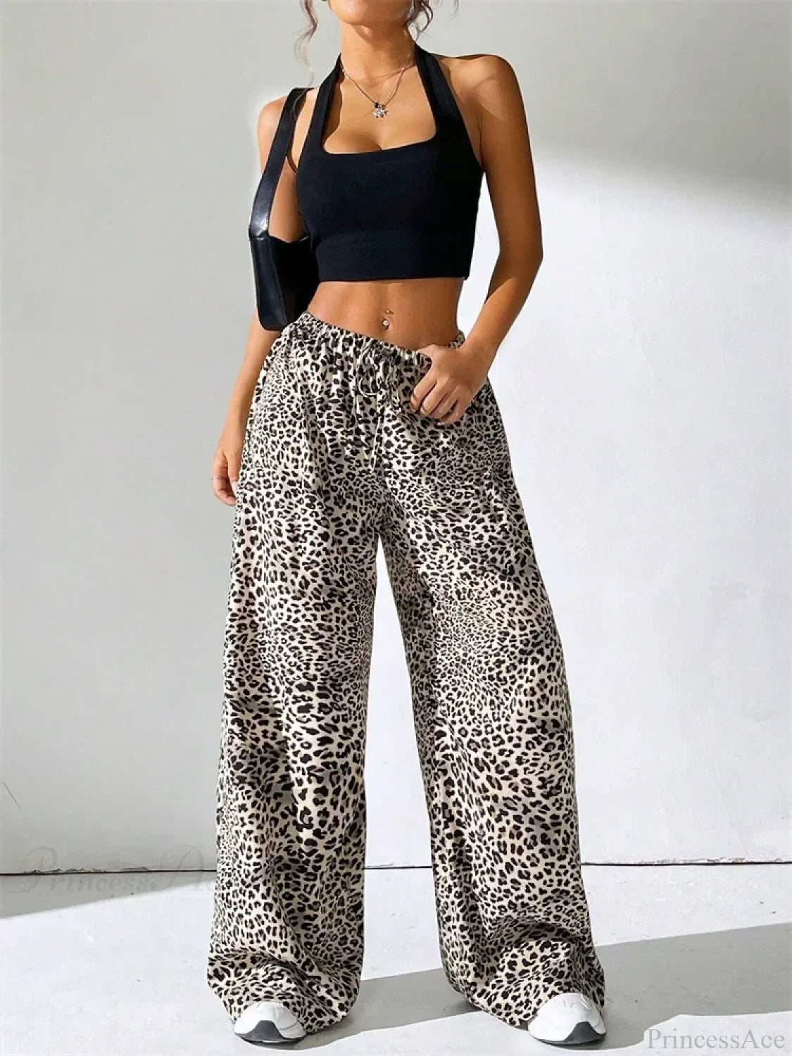Sexy Striped Side Split Tie-Up Wide-Leg Sweatpant pant-250223