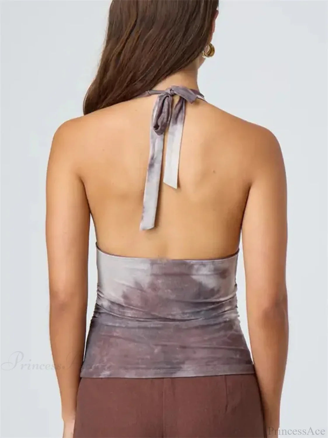 Sexy Tie-up Halter Tie-dye Ruched Crop Top croptop-250126