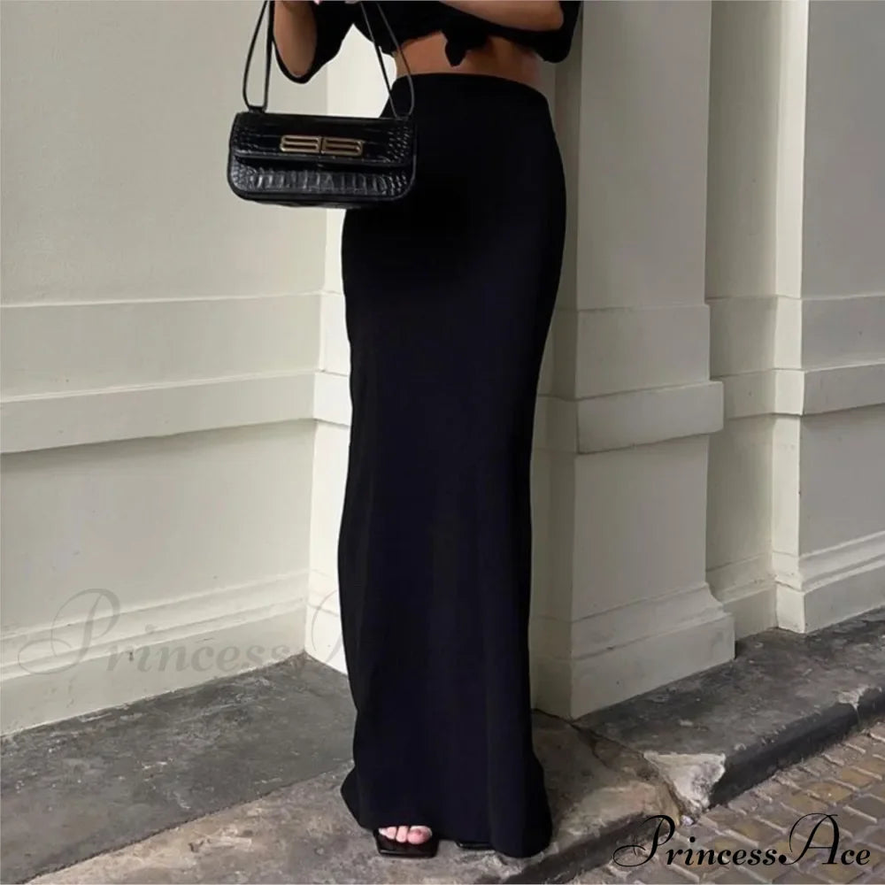 Sexy Tight Black Maxi Bodycon Thick Autumn Winter Long Package Skirt