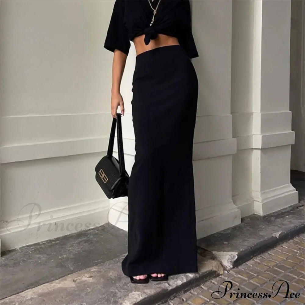 Sexy Tight Black Maxi Bodycon Thick Autumn Winter Long Package Skirt