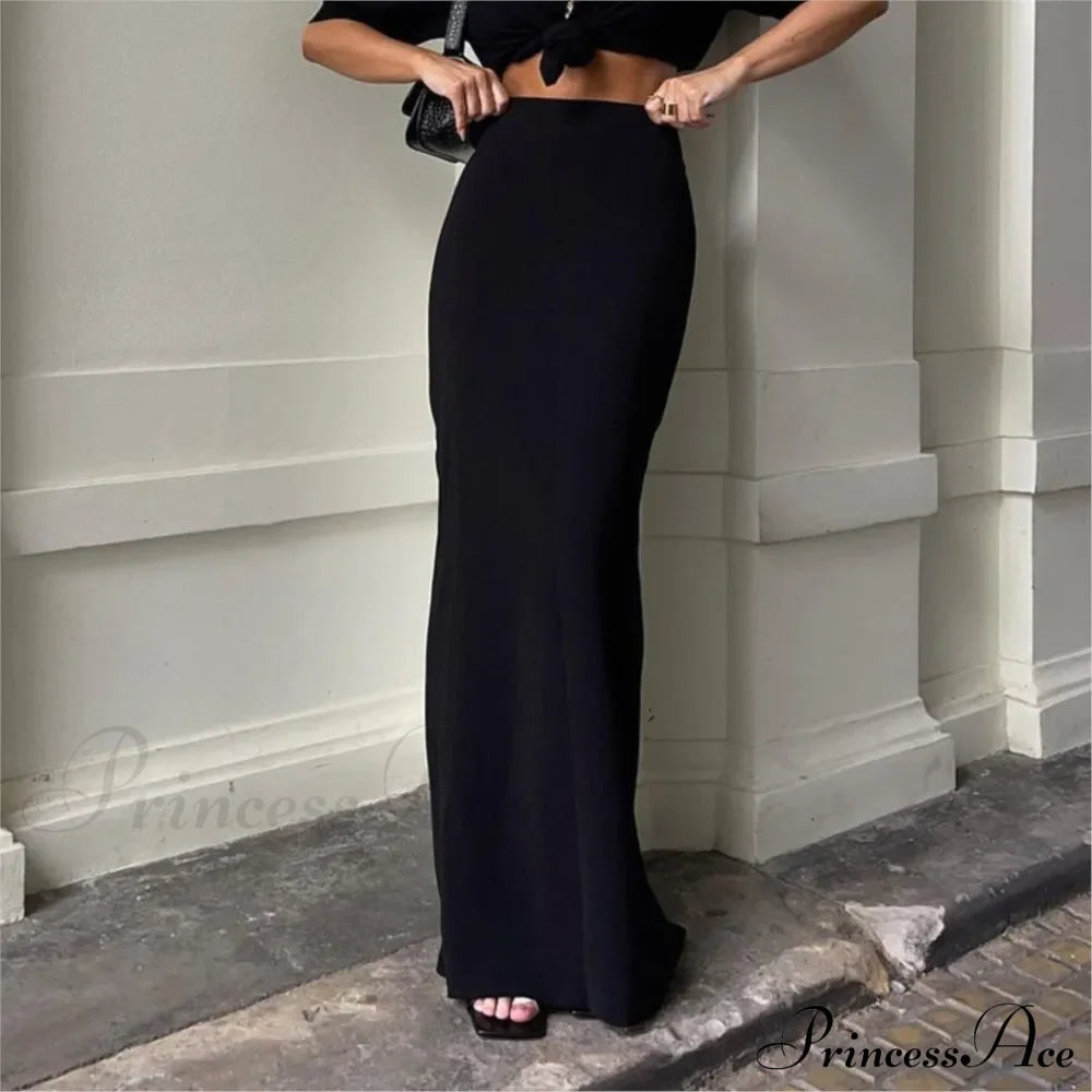 Sexy Tight Black Maxi Bodycon Thick Autumn Winter Long Package Skirt