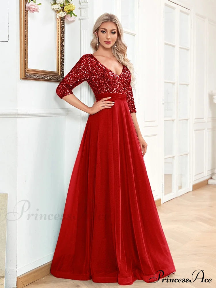 Sexy V-Neck Graceful Chiffon Evening Dress Red / 4