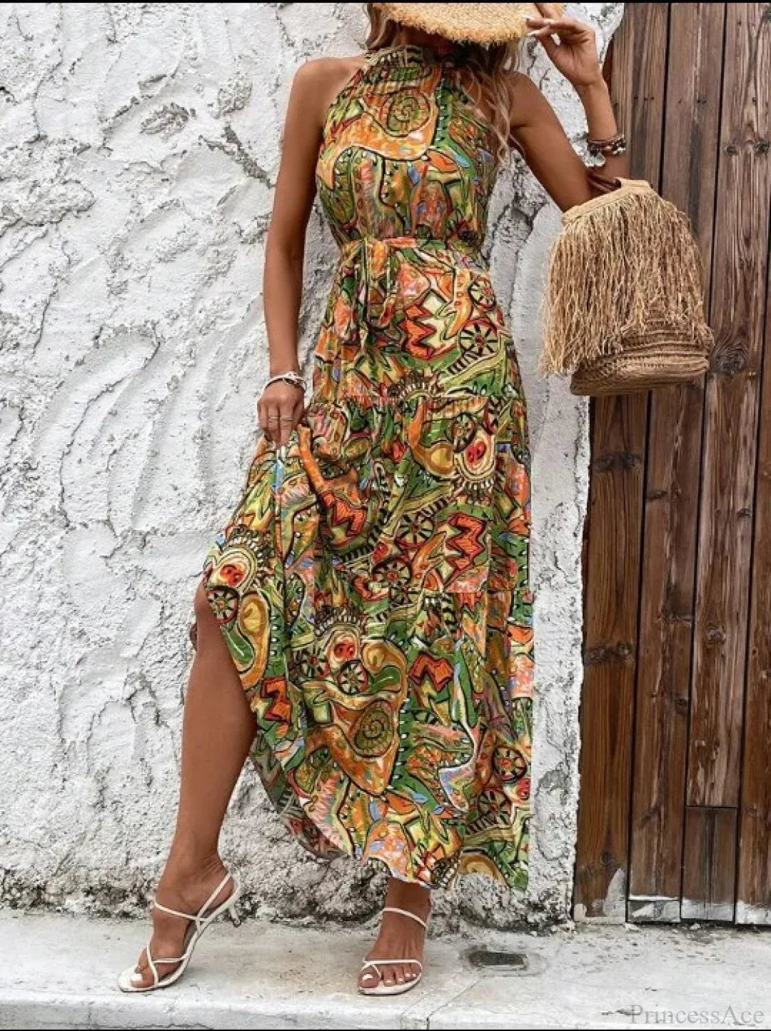 Sexy Vintage Hanging Neck Boho Dress Yellow / S bohodress-250126