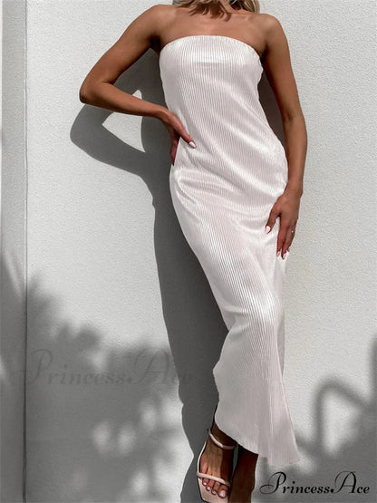 Sexy Women Ruched Tube Strapless Off Shoulder Bodycon Solid Color Summer Party Female Vestidos