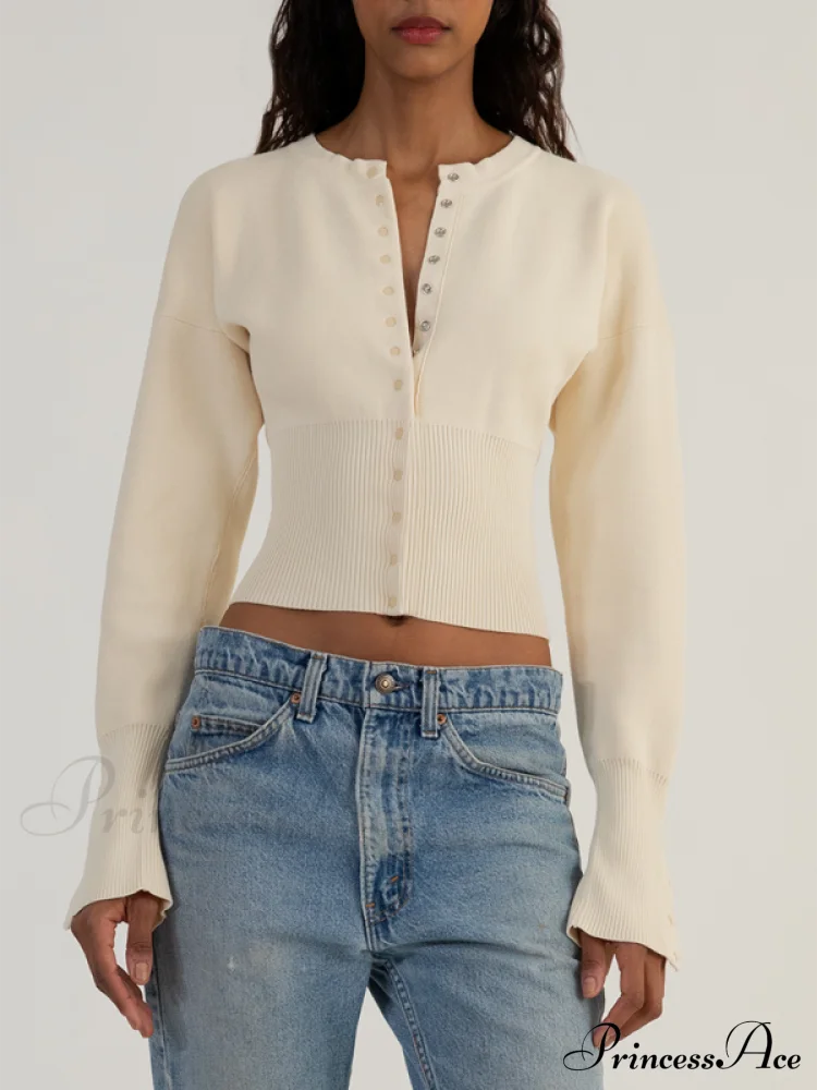 Sexy Women’s Button Cardigan Sweater Sweaters-L