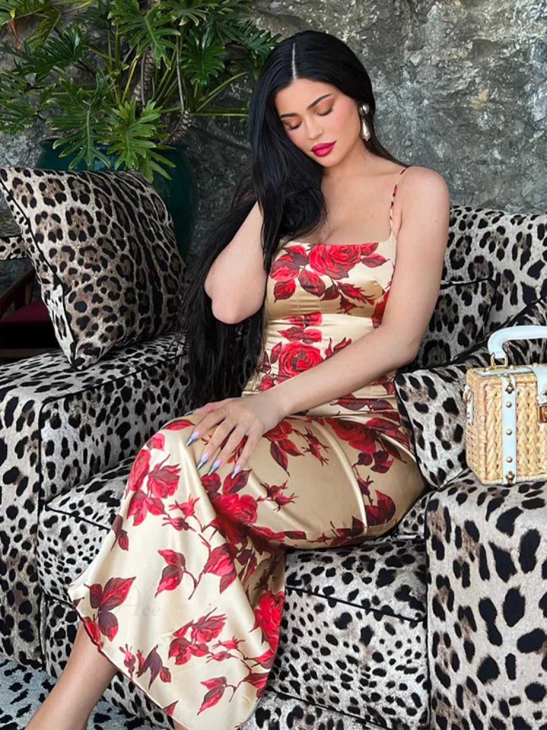 Sexy Y2K Floral Print Backless Bodycon Midi Dress floraldress-250126