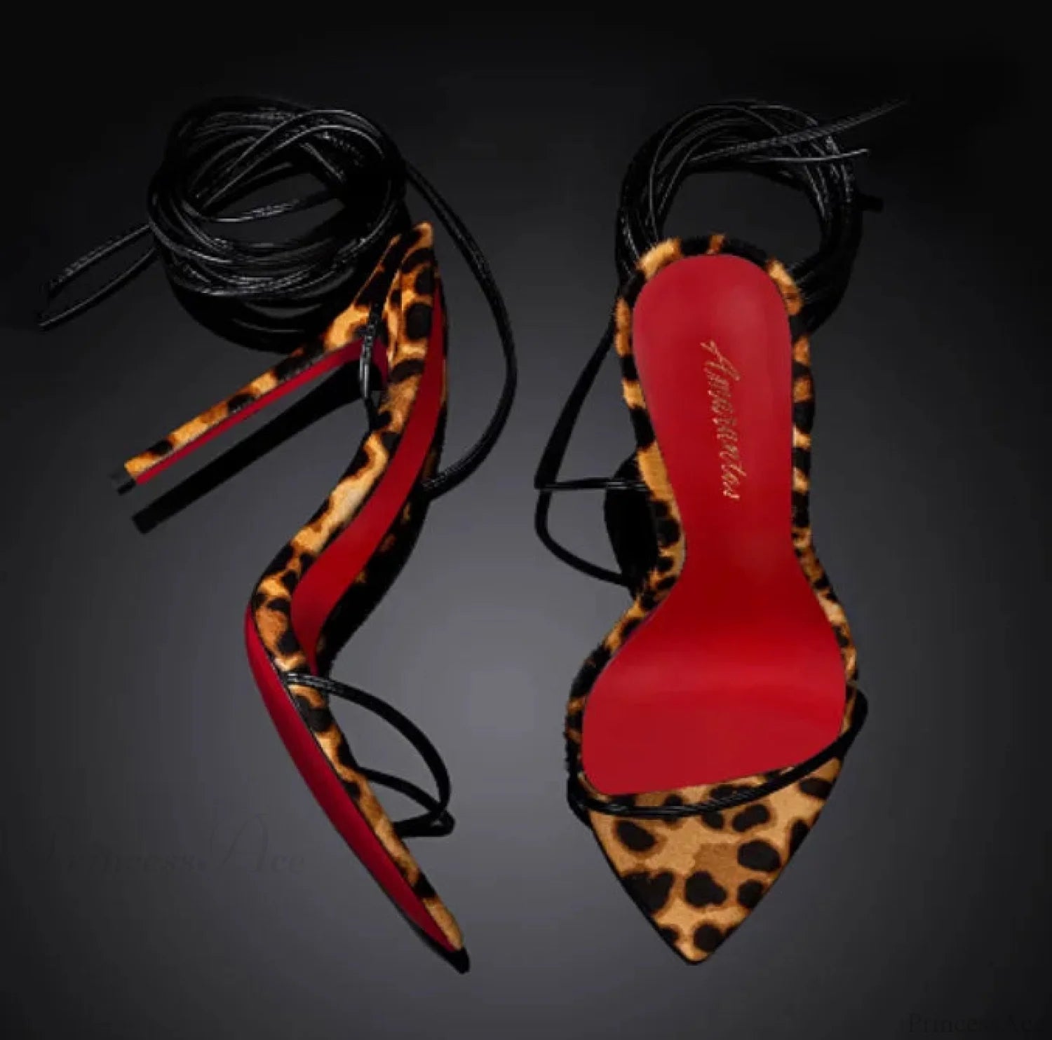 Sharp Band Gothic Slim Tall Heel Sandals Leopard print 10cm / 33