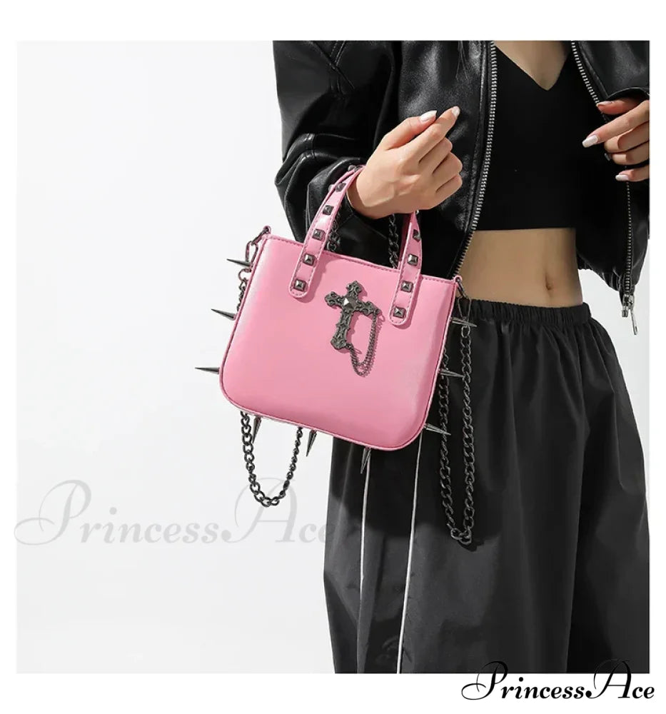 Sharp Rivets Gothic Goth Dark Metal Punk Cute Harajuku Bag Pink Halloween