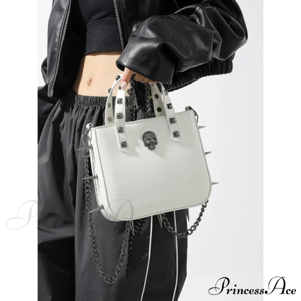 Sharp Rivets Gothic Goth Dark Metal Punk Cute Harajuku Bag White Halloween