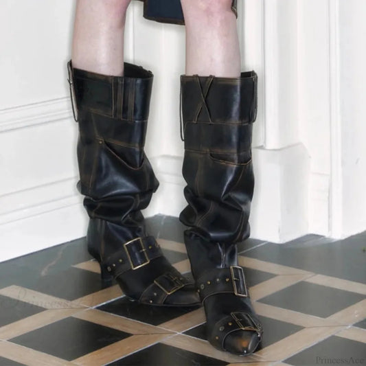 Sharp Toe Metal Rivet Gothic Tall Boot