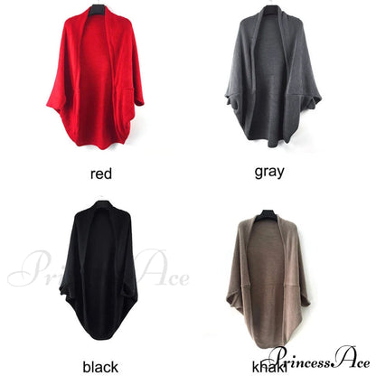 Shawl Bat Sleeve Loose Knitted Sweater Cardigans