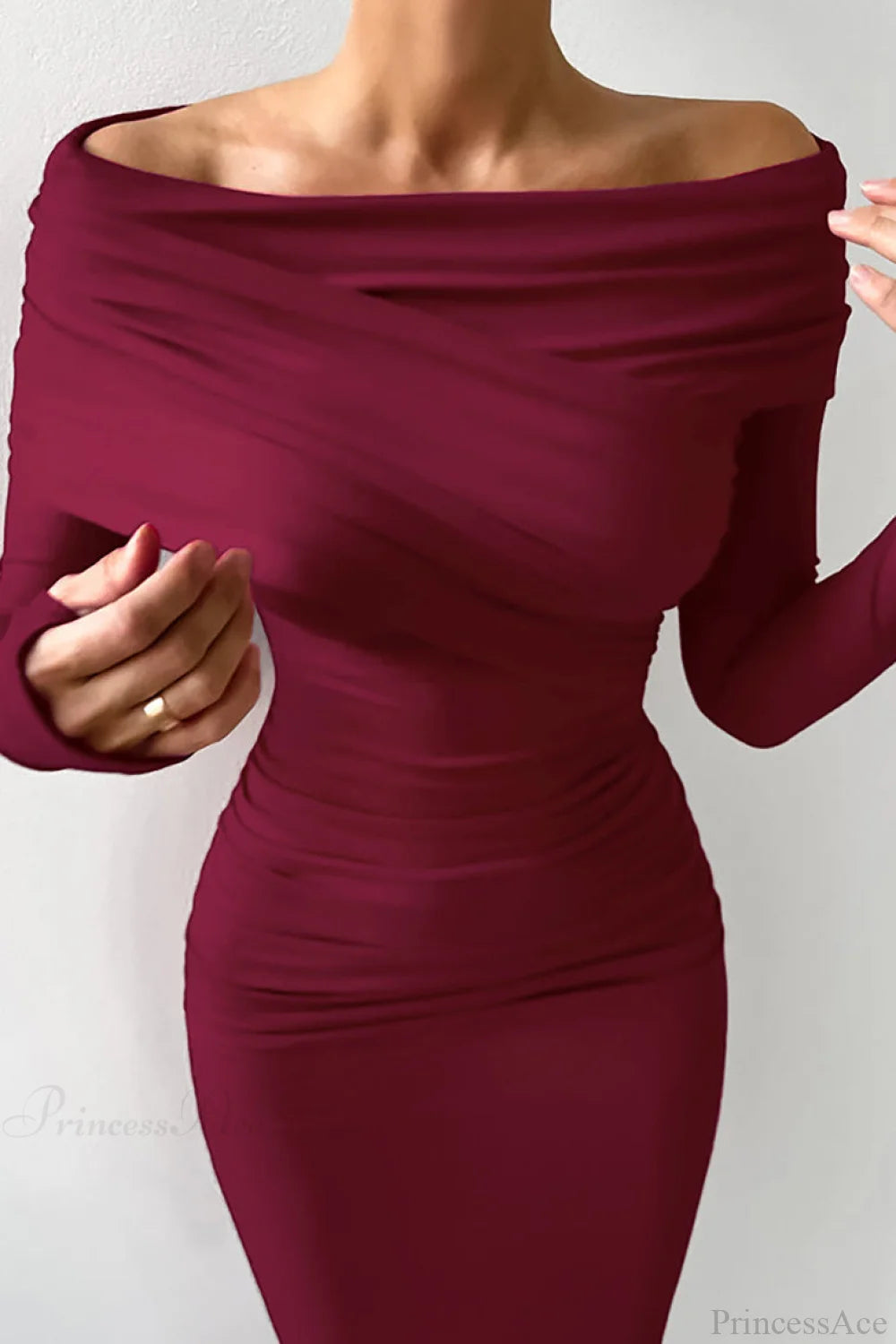 Sheath Off Shoulder Sleek Maxi Dress