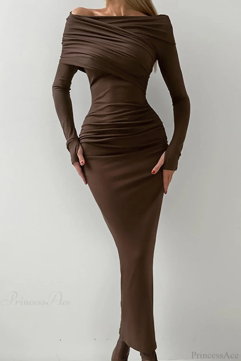 Sheath Off Shoulder Sleek Maxi Dress