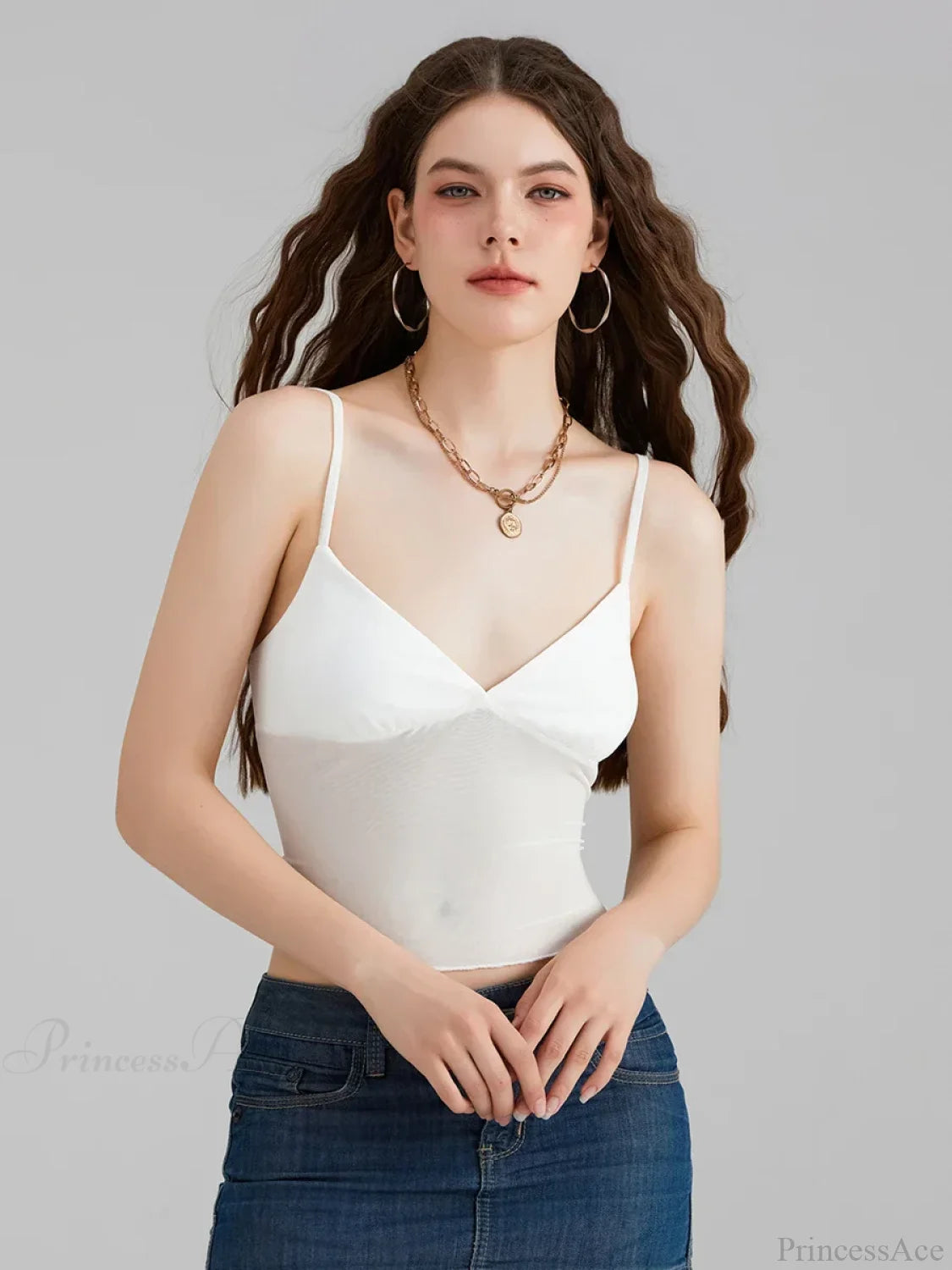 Sheer Mesh Backless Spaghetti Strap V-neck Crop Top croptop-250126