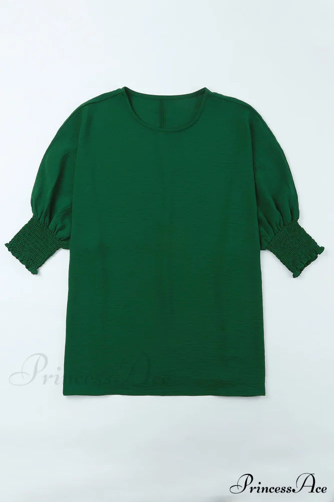 Shift Top Wrist Smocked - Green Tops