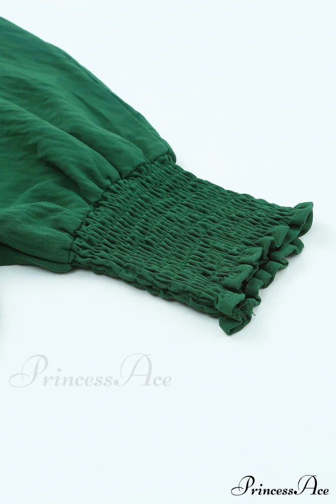 Shift Top Wrist Smocked - Green Tops
