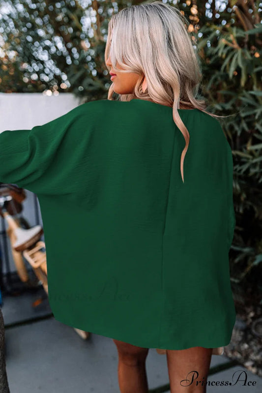 Shift Top Wrist Smocked - Green Tops